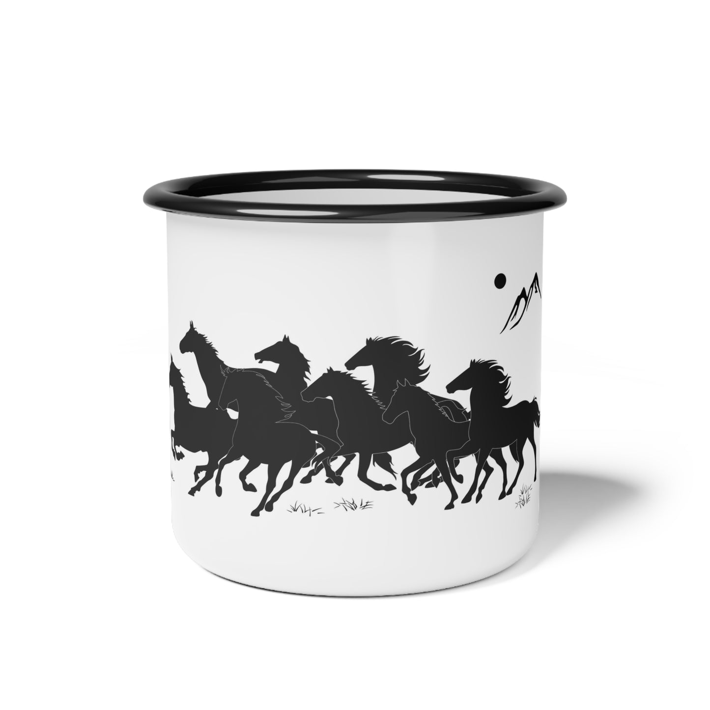 Wild and Free, Mustangs, Wild Horses, Camping, Enamel Camp Cup