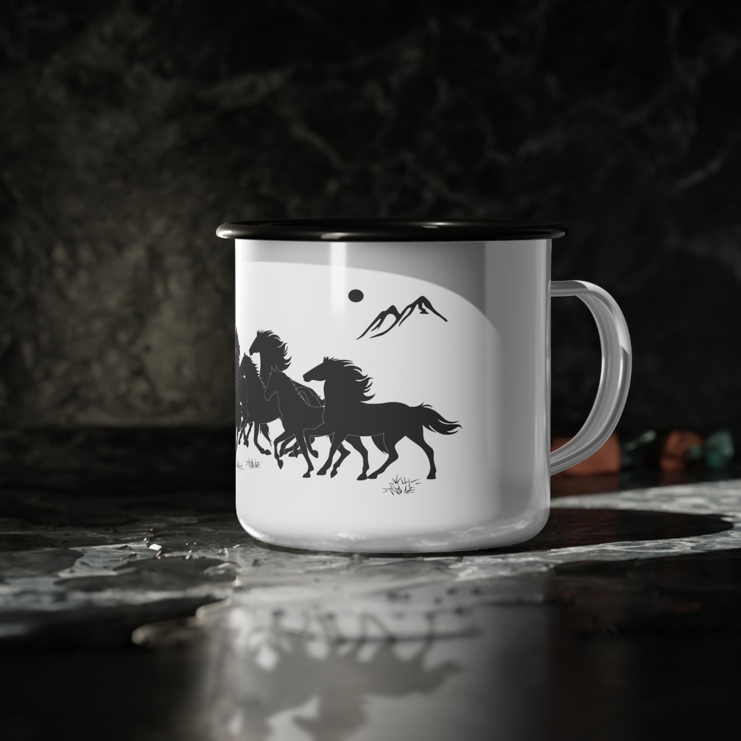 Wild and Free, Mustangs, Wild Horses, Camping, Enamel Camp Cup