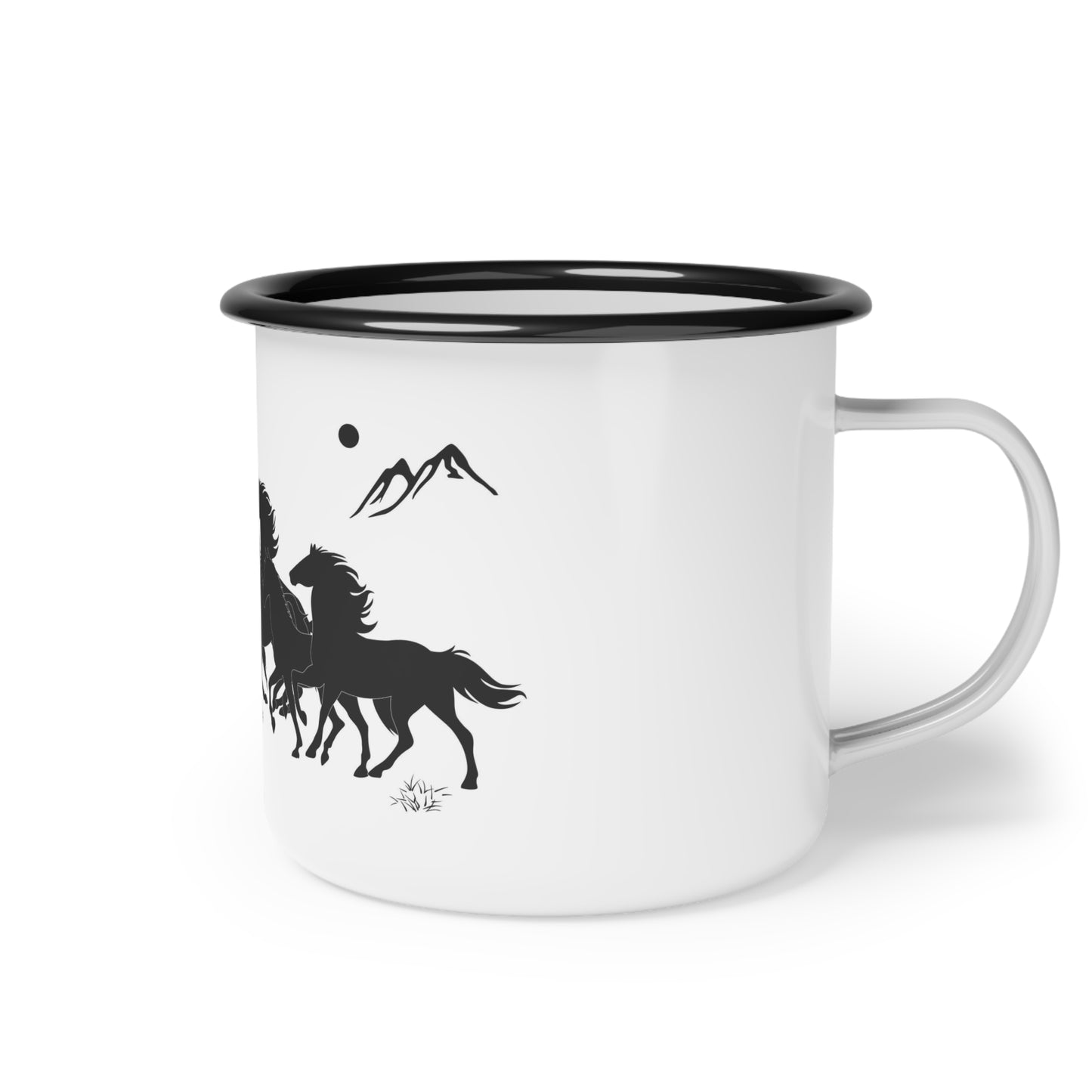 Wild and Free, Mustangs, Wild Horses, Camping, Enamel Camp Cup